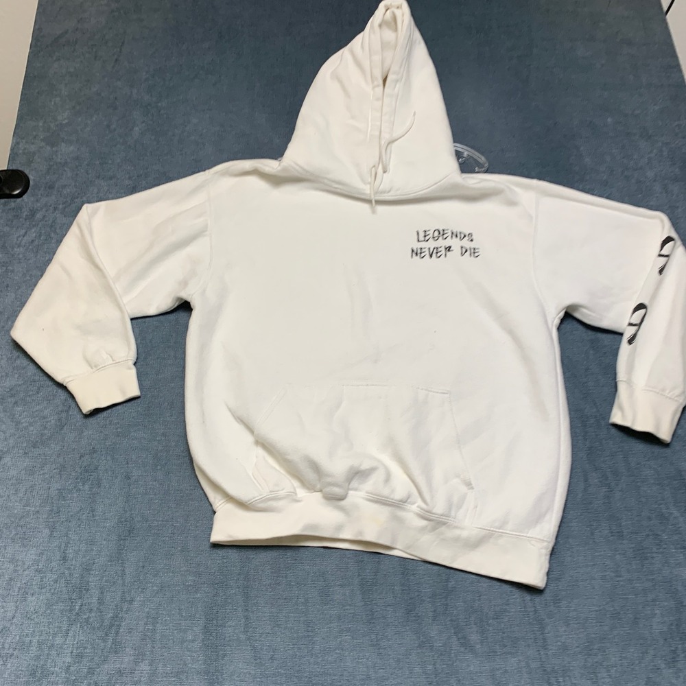 999 Club Juice WRLD Legends Never Die Hoodie Mens Large White Fleece Lined Warm